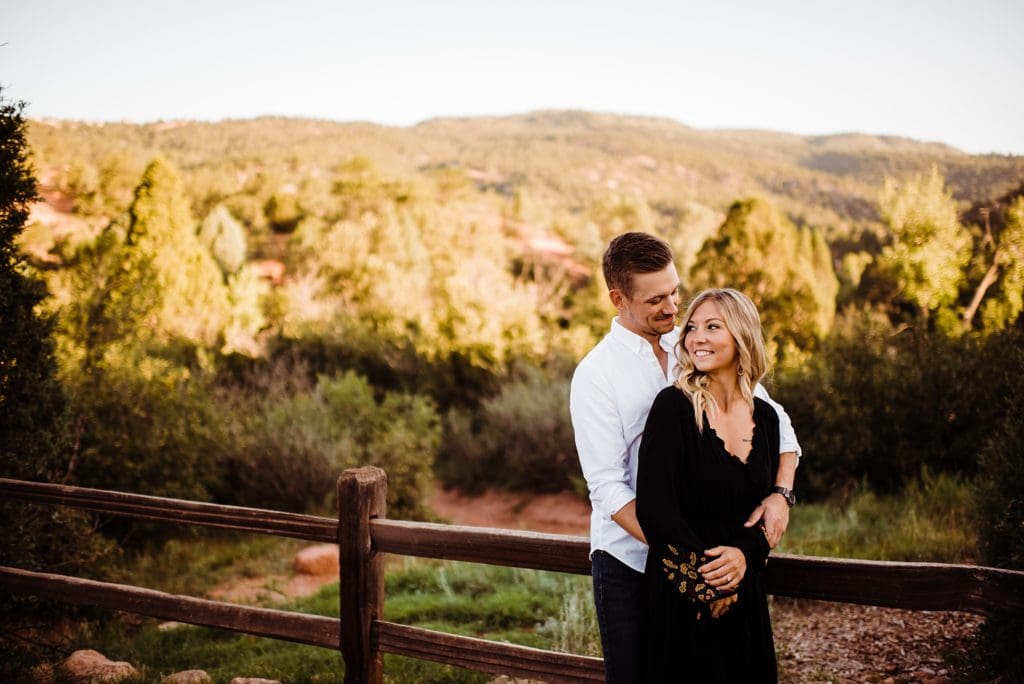 romantic sunrise engagement session at garden of the gods