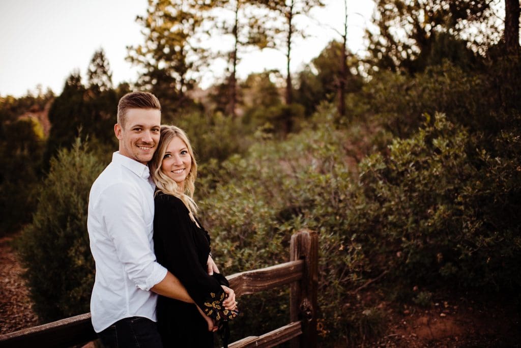 romantic sunrise engagement session at garden of the gods