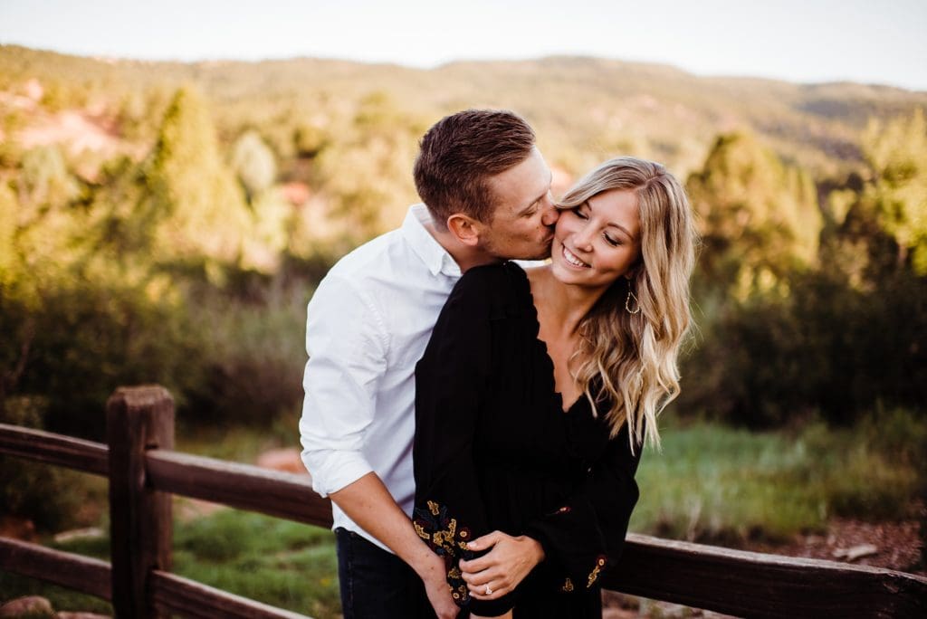 romantic sunrise engagement session at garden of the gods