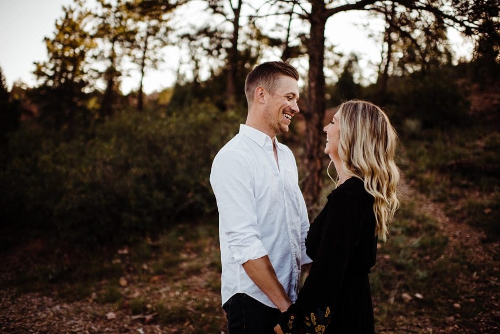 romantic sunrise engagement session at garden of the gods