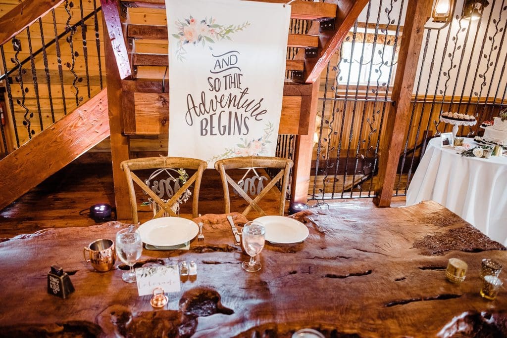 deer creek valley ranch wedding reception details inside the barn