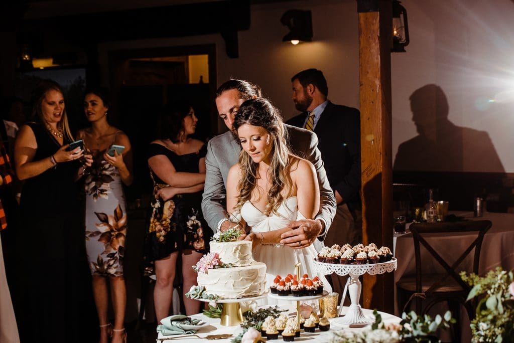 cake cutting at wedding reception