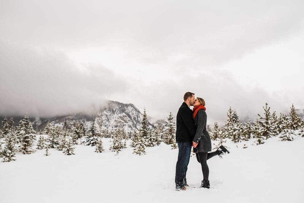 wintery engagement session in the colorado mountains