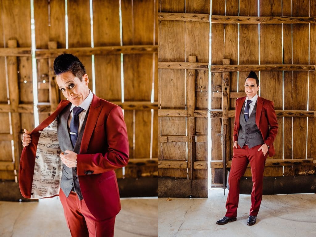 custom red wedding suit
