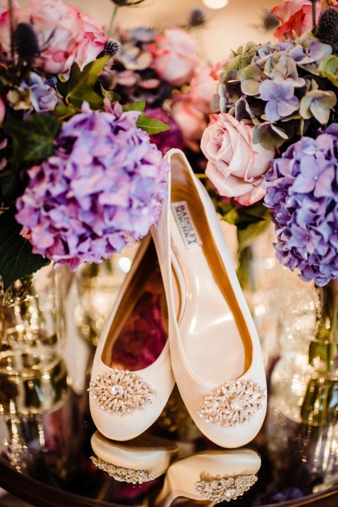 bride shoes with flowers