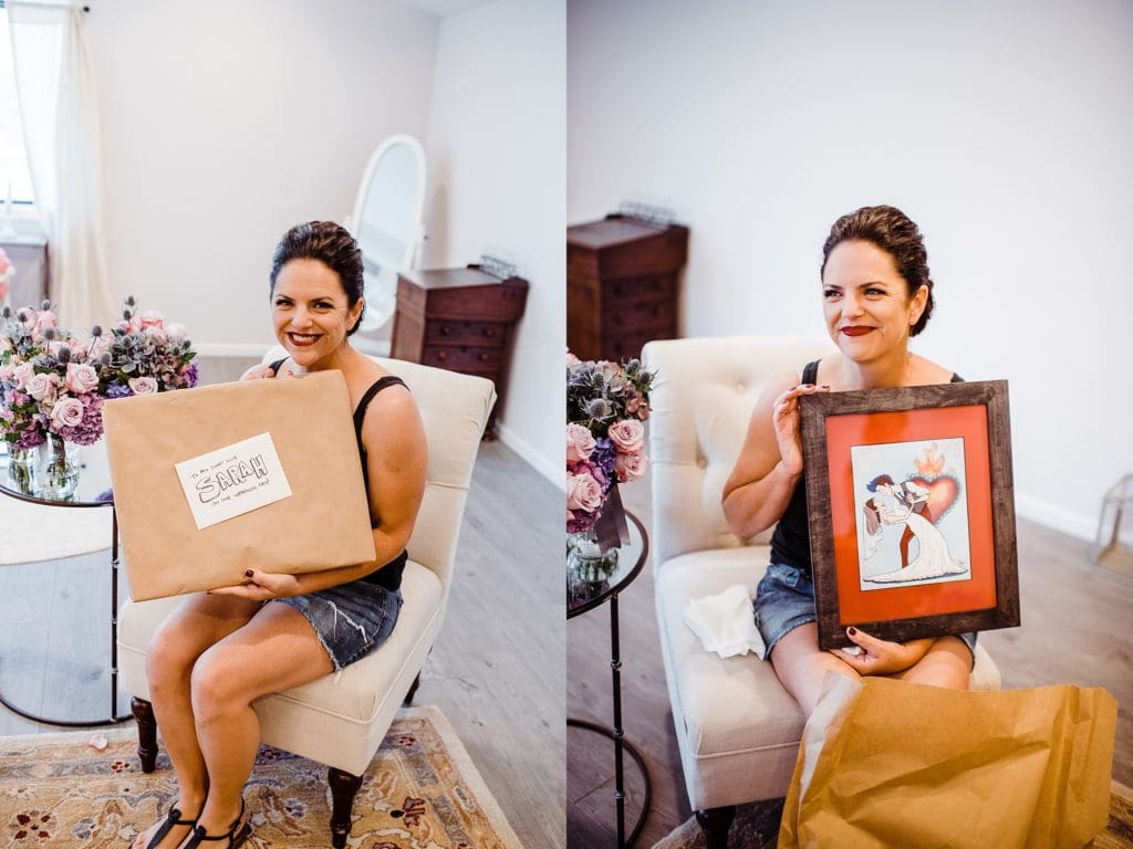 bride opening up gift