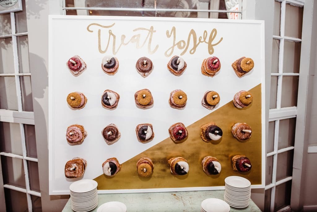 donut wall at a wedding