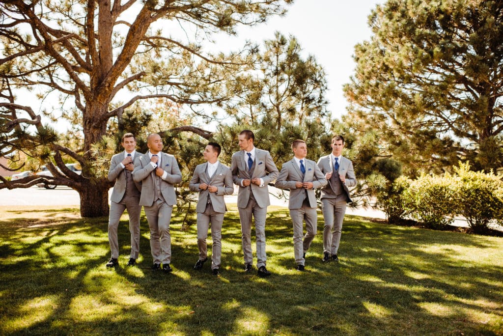 groomsmen party photos at peterson afb wedding