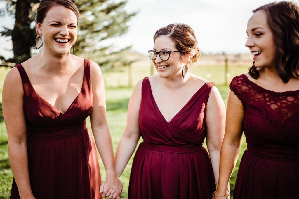 maroon and gray wedding party