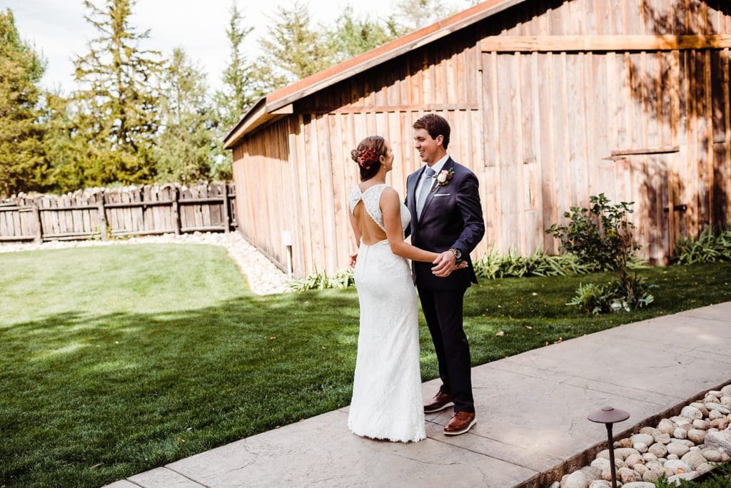 first look at shupe homestead wedding
