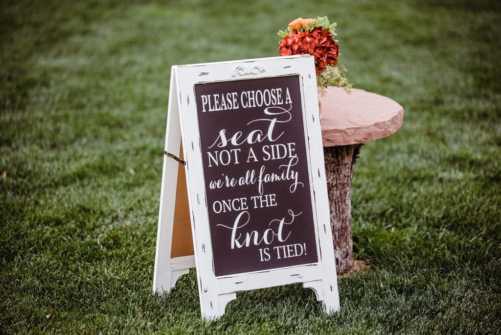 choose a seat not a side wedding sign
