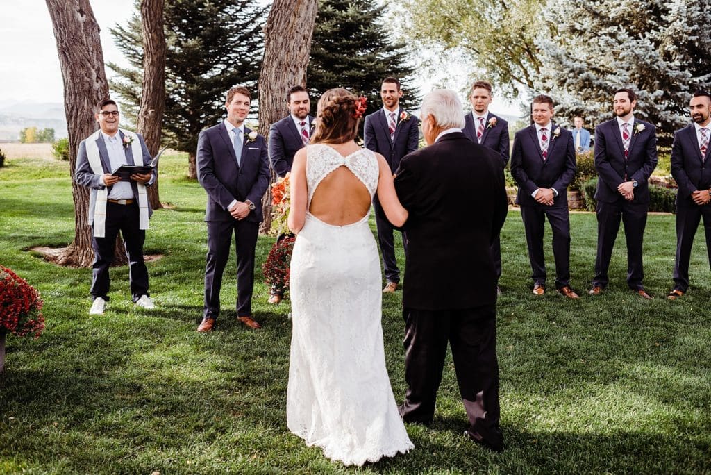 outdoor wedding ceremony at shupe homestead in longmont colorado