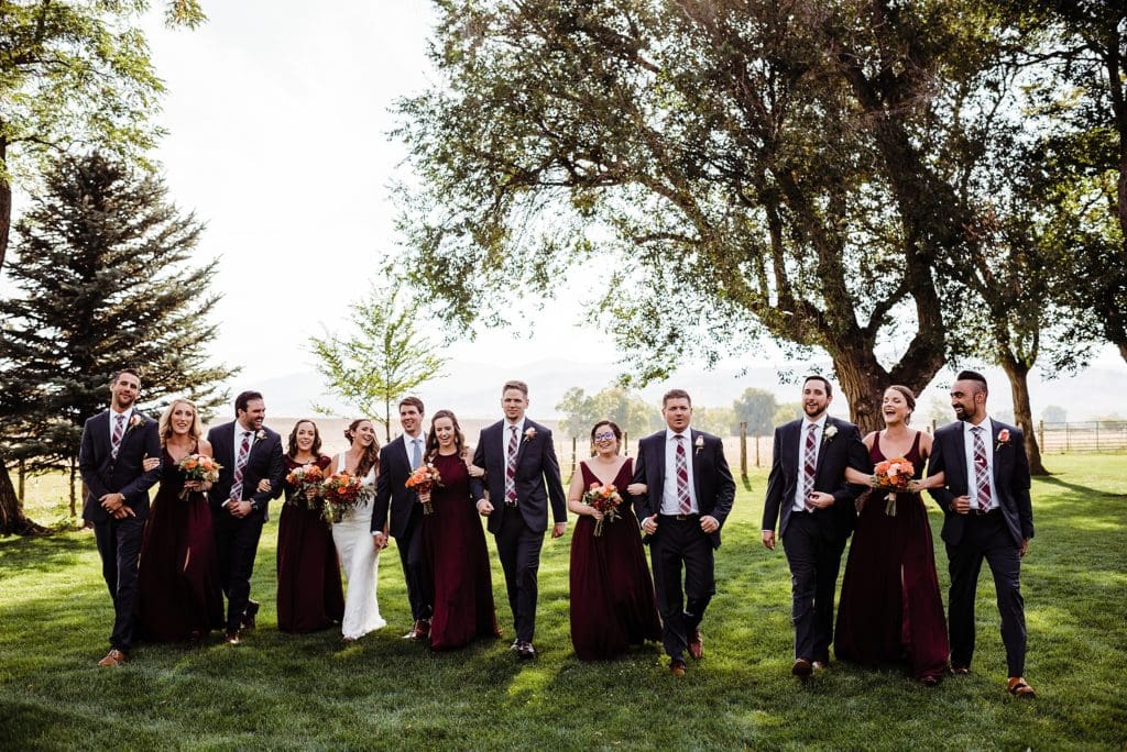 maroon and gray wedding party