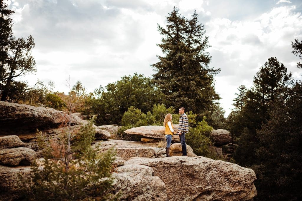 engagement session at castlewood canyon in franktown colorado
