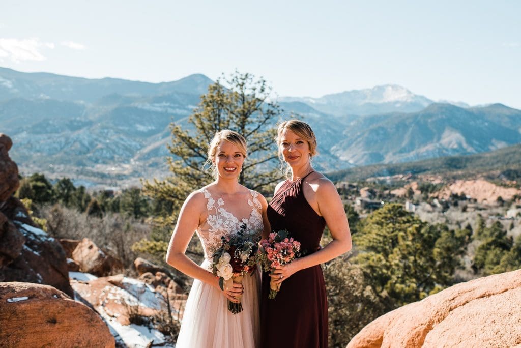 wedding party photos at high point at garden of the gods in colorado springs