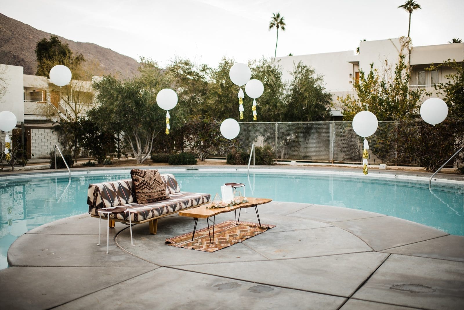 outdoor wedding reception at the palm springs ace hotel