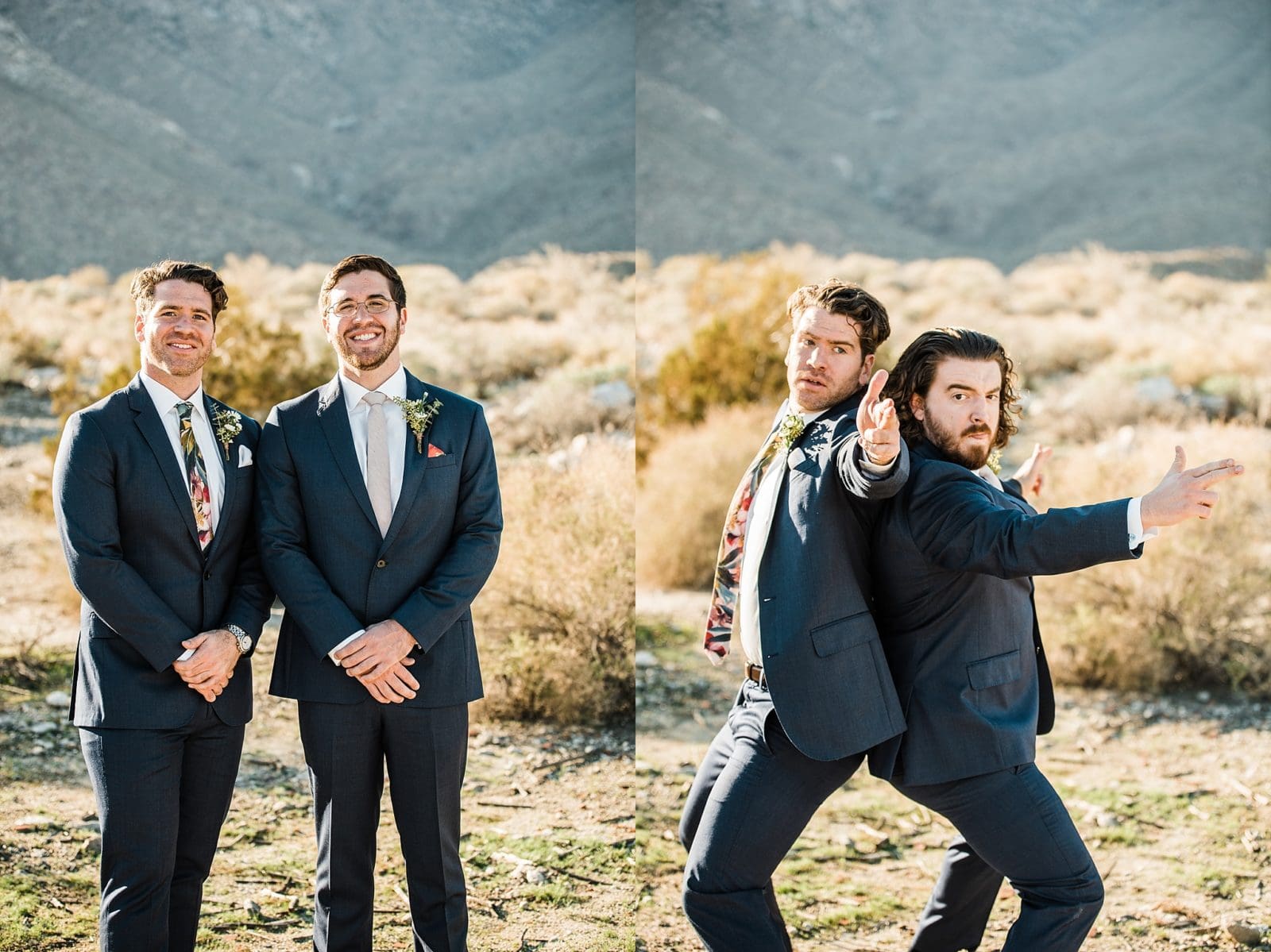 large wedding party photos in the desert palm springs wedding