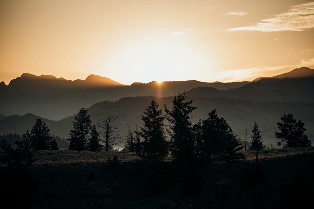 sunrise in yellowstone national park