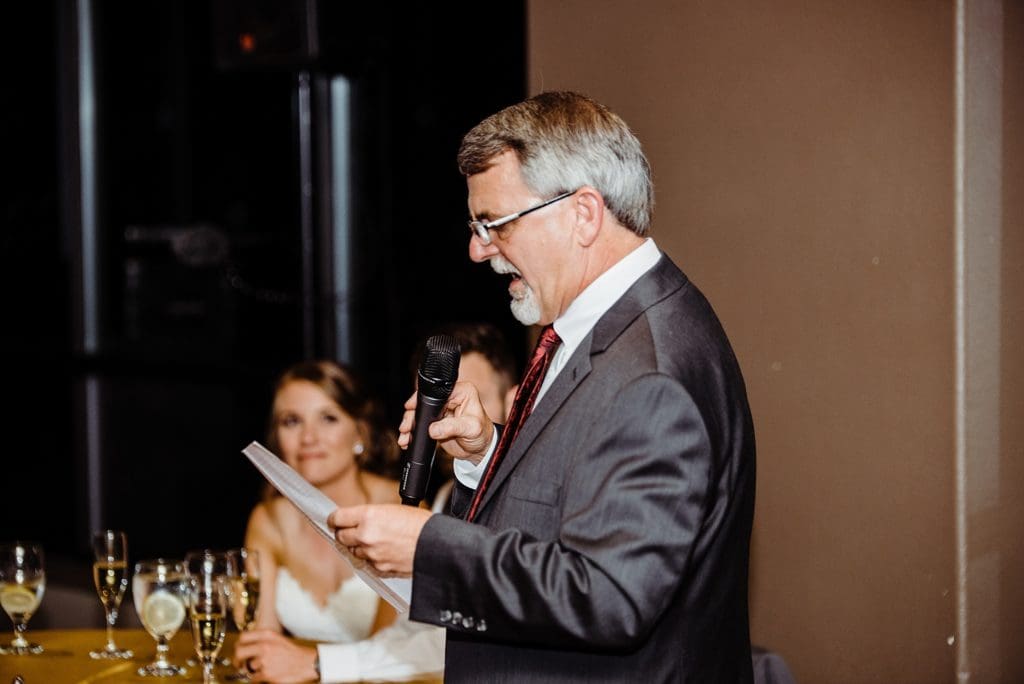 wedding toasts at reception