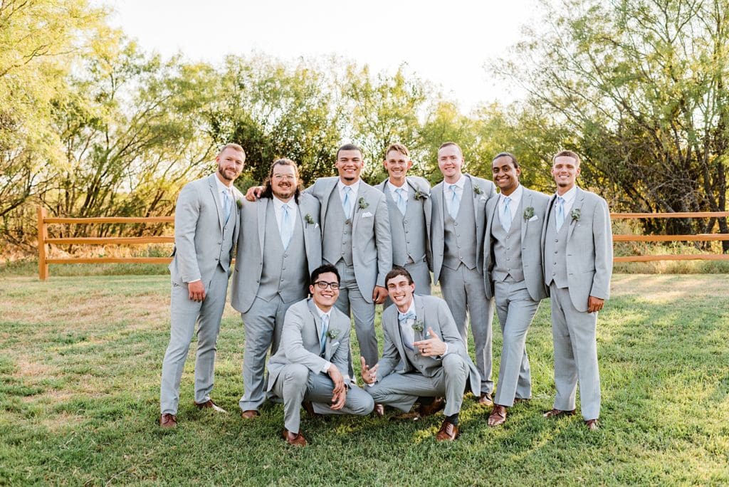 pale blue and gray wedding party