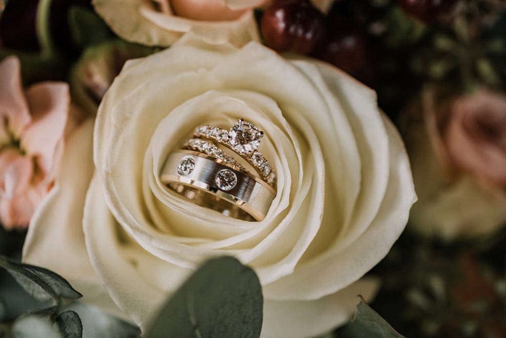 wedding ring on flowers