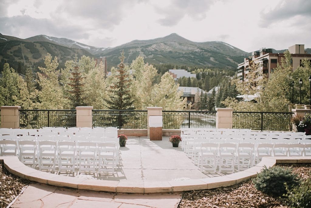 outdoor wedding ceremony at Main Street Station in Breckenridge Colorad
