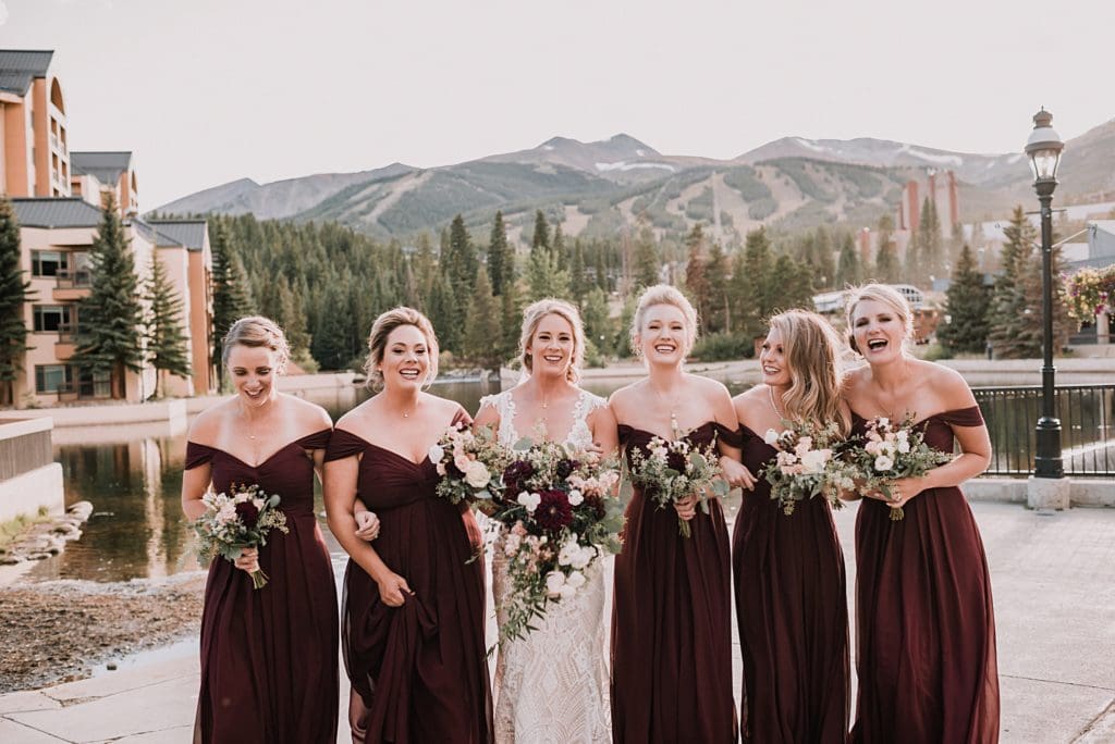 wedding party photos at Main Street Station in Breckenridge Colorad