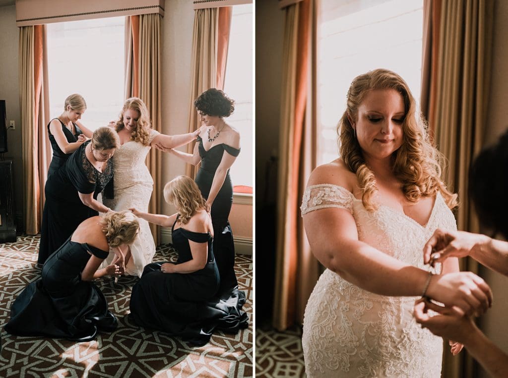 bride getting ready at hotel icon in houston texas