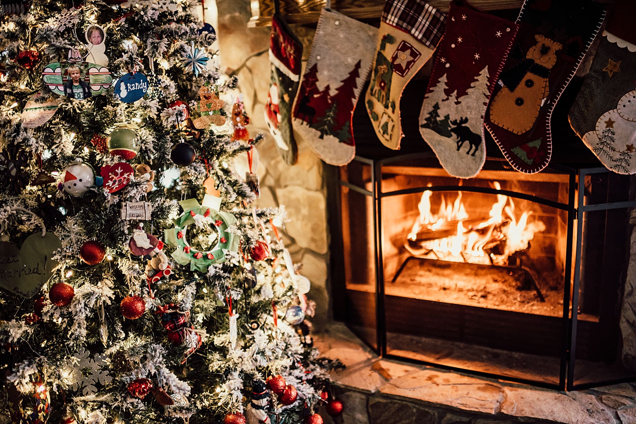 Christmas tree with a fireplace
