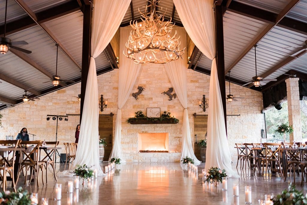 indoor ceremony at rockin b ranch in hill country texas