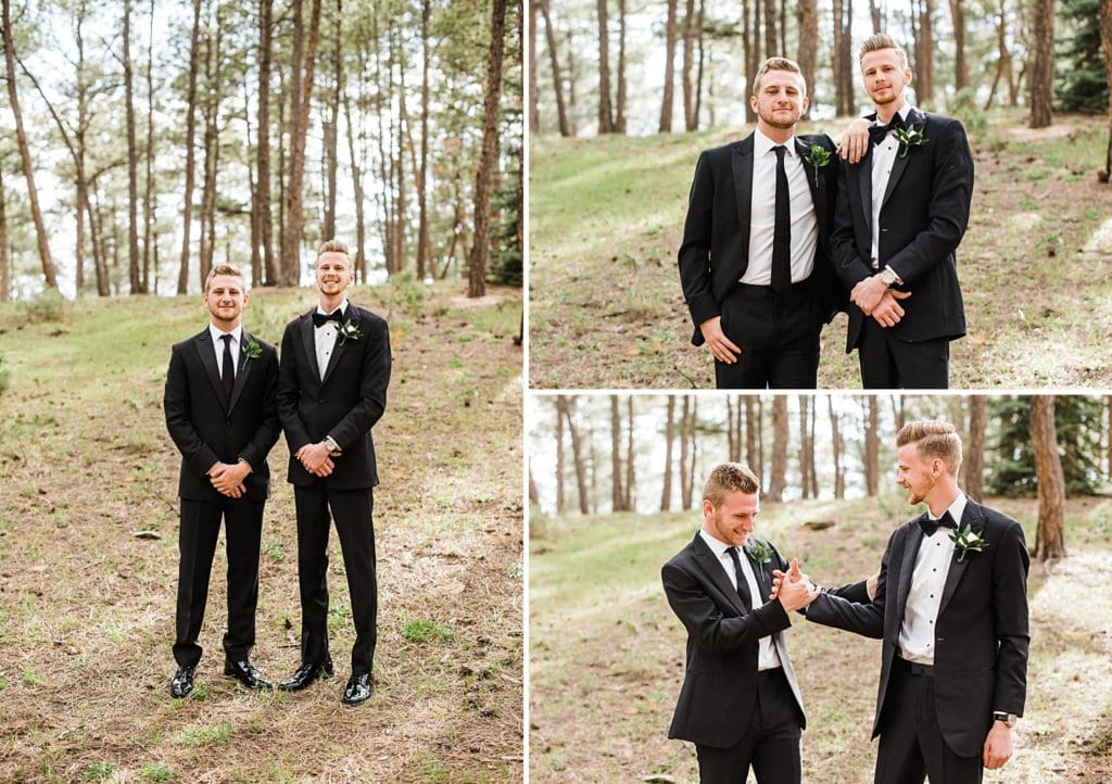 groomsmen portraits in the woods