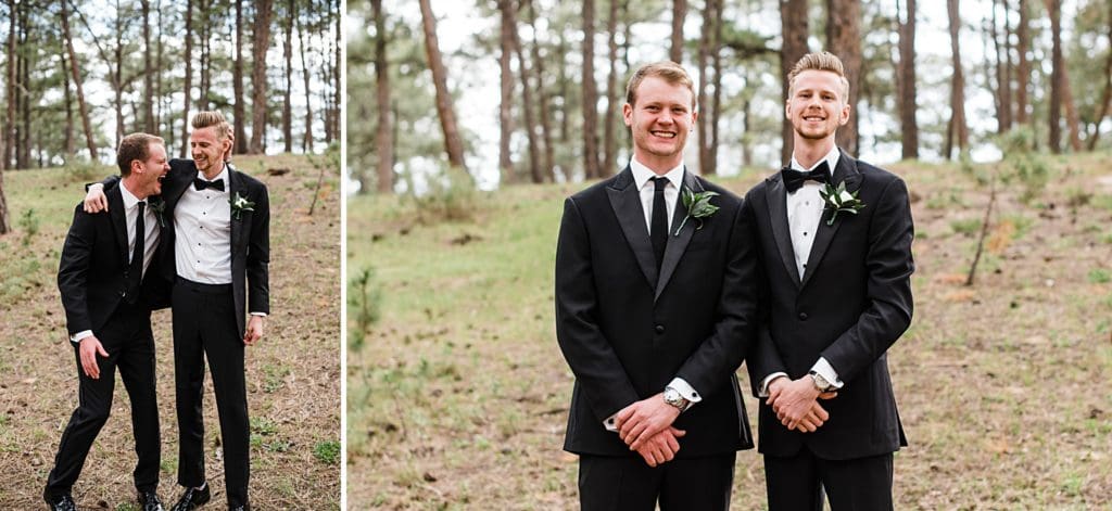 groomsmen portraits in the woods