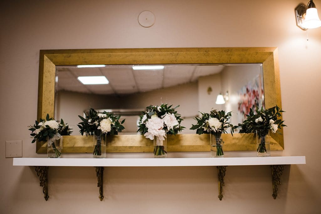 wedding bouquets on the shelf