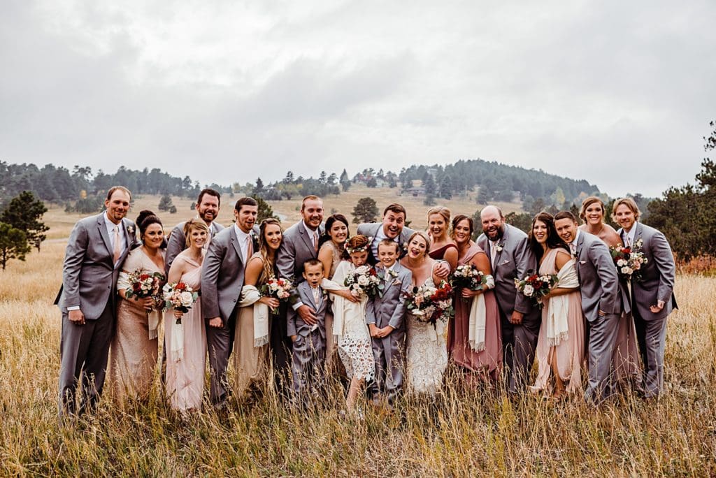 shades of pink and gray wedding party