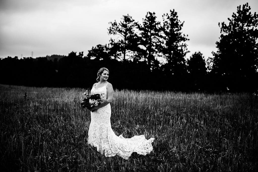 black and white colorado bride