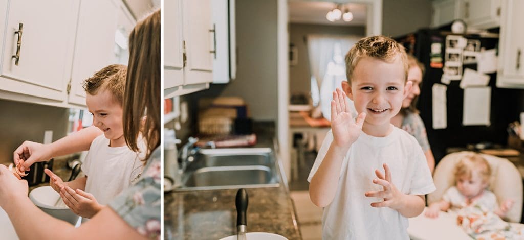 making pancakes with mom lifestyle photography session