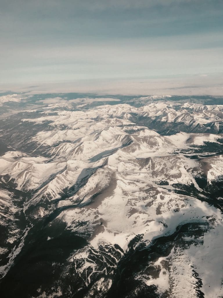View of the Colorado Rockies from an airplane 