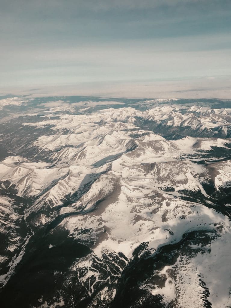 View of the Colorado Rockies from an airplane