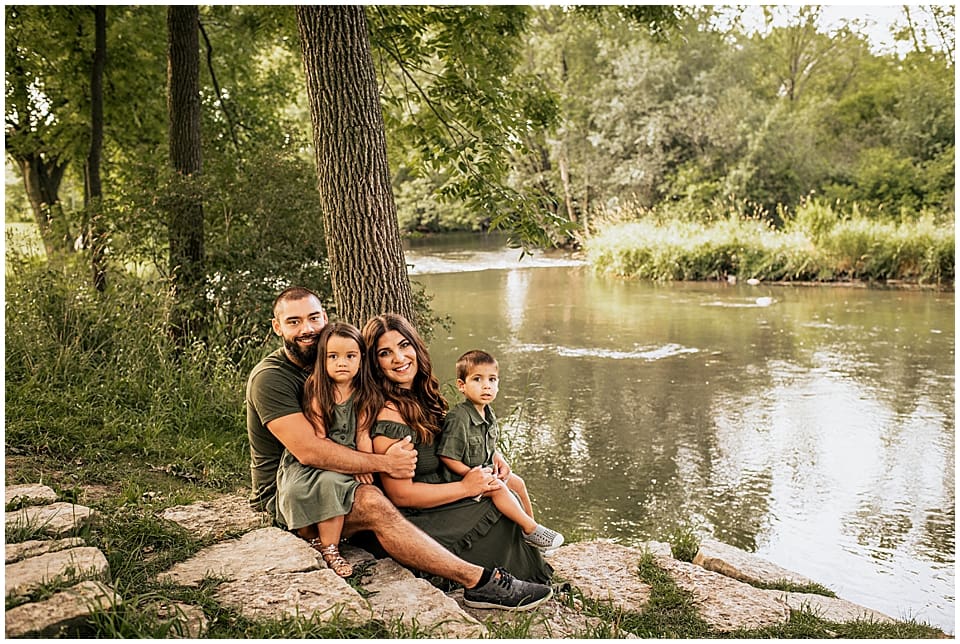 family session by white river in lake geneva