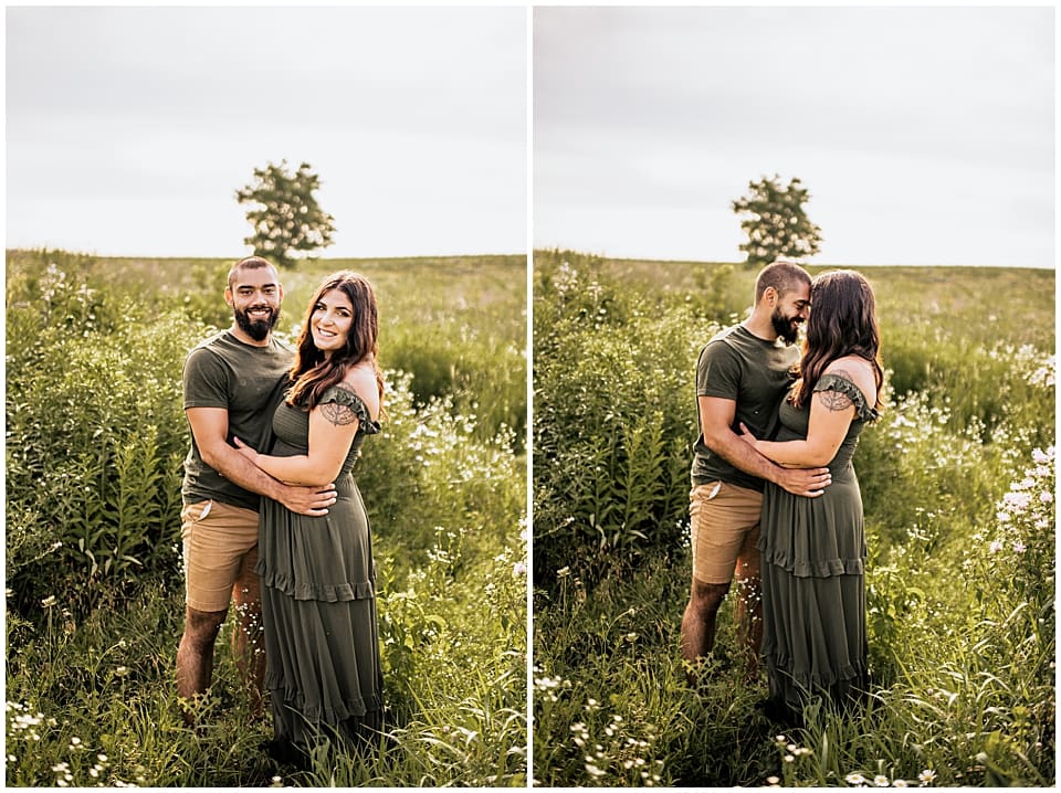 couple in a field of wisconsin wildflowers
