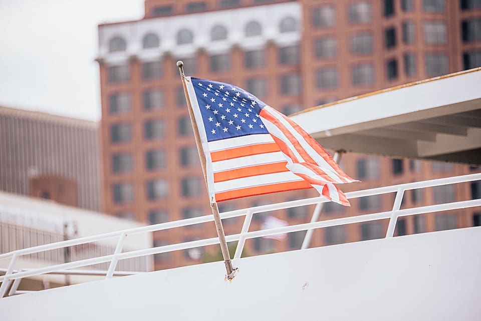 flag on the back of a boat