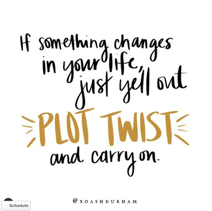 if something changes in your life just yell out plot twist and carry on