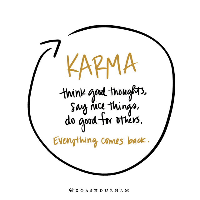 karma hand lettering quote