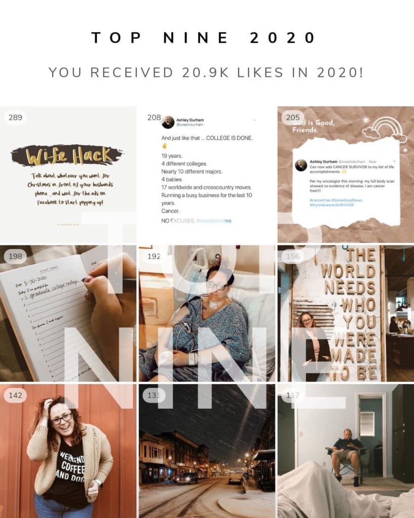 Ashley Durham instagram top nine 2020 