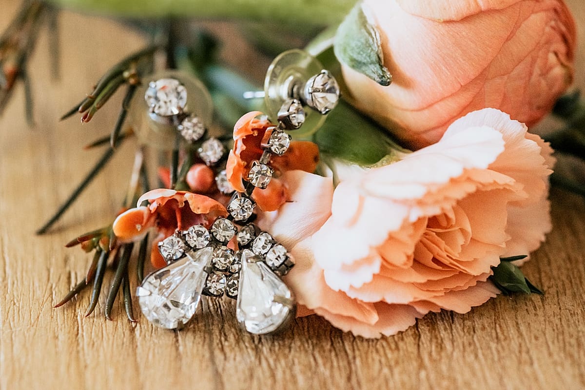 antique earrings with peach flowers