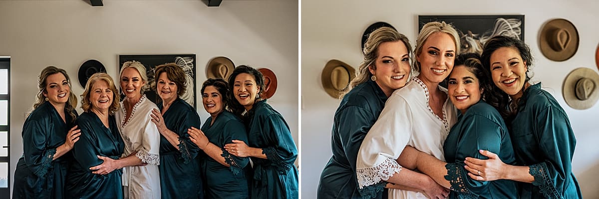 bride with bridesmaids in robes