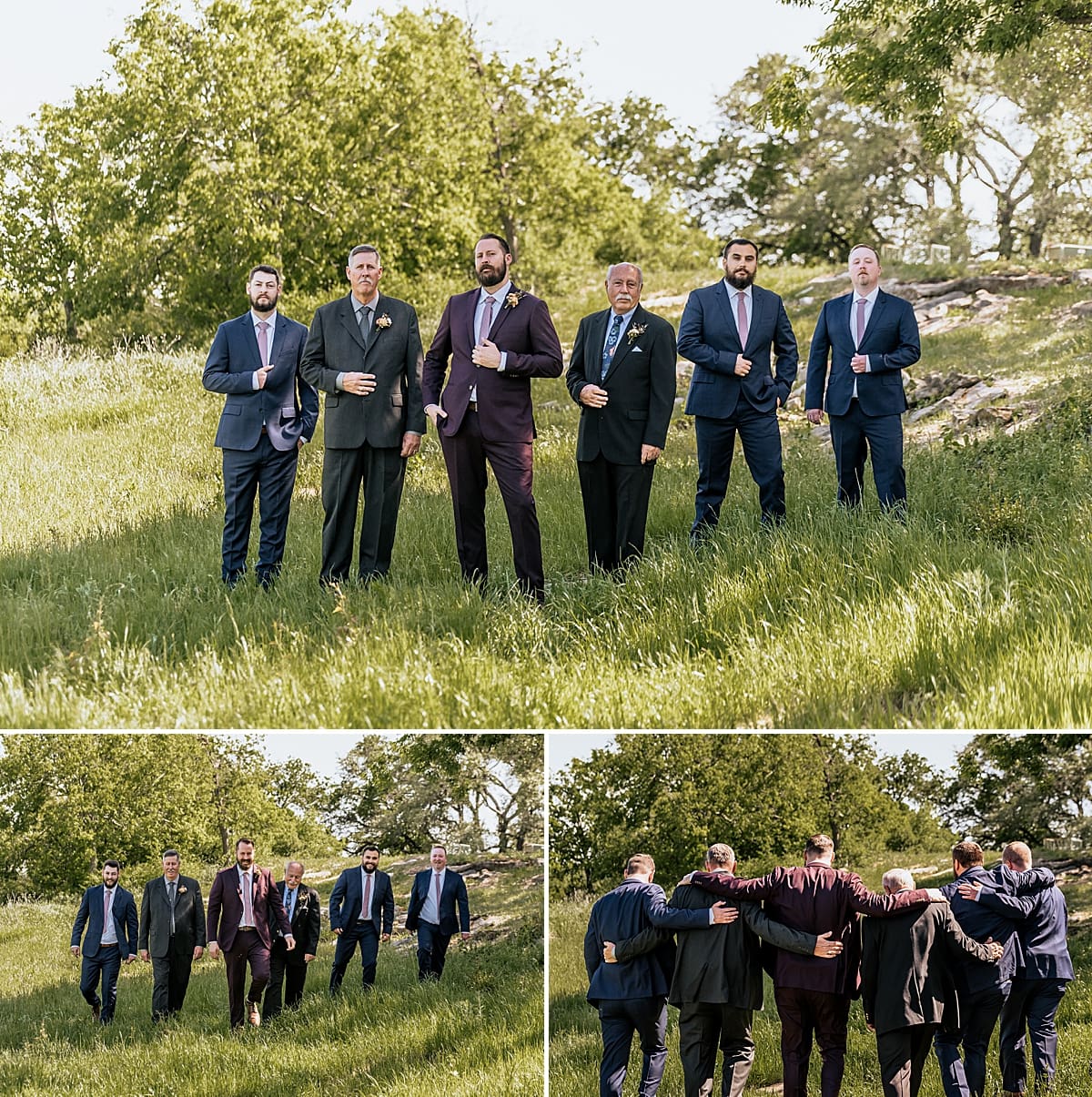 groomsmen in the grass for texas wedding