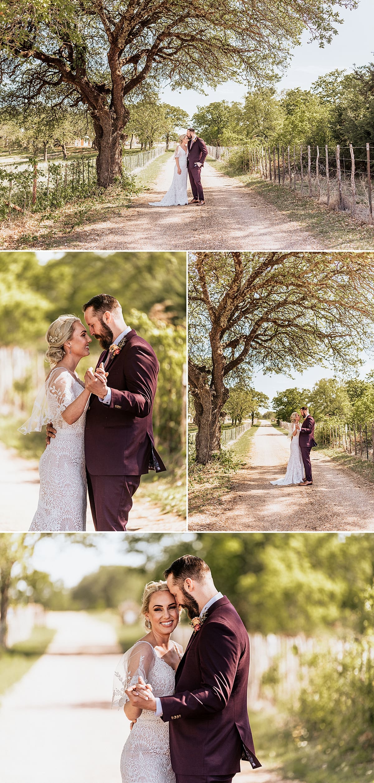 wedding photos dancing under spring trees at weatherford texas wedding at lazy s hacienda