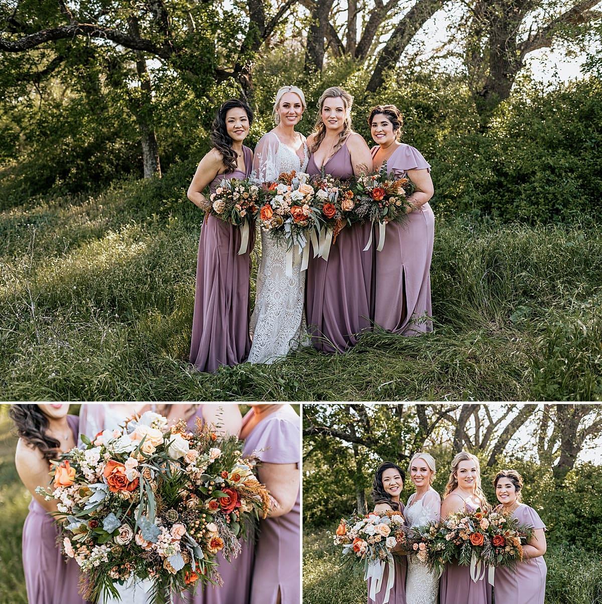 bridal party in the texas grass