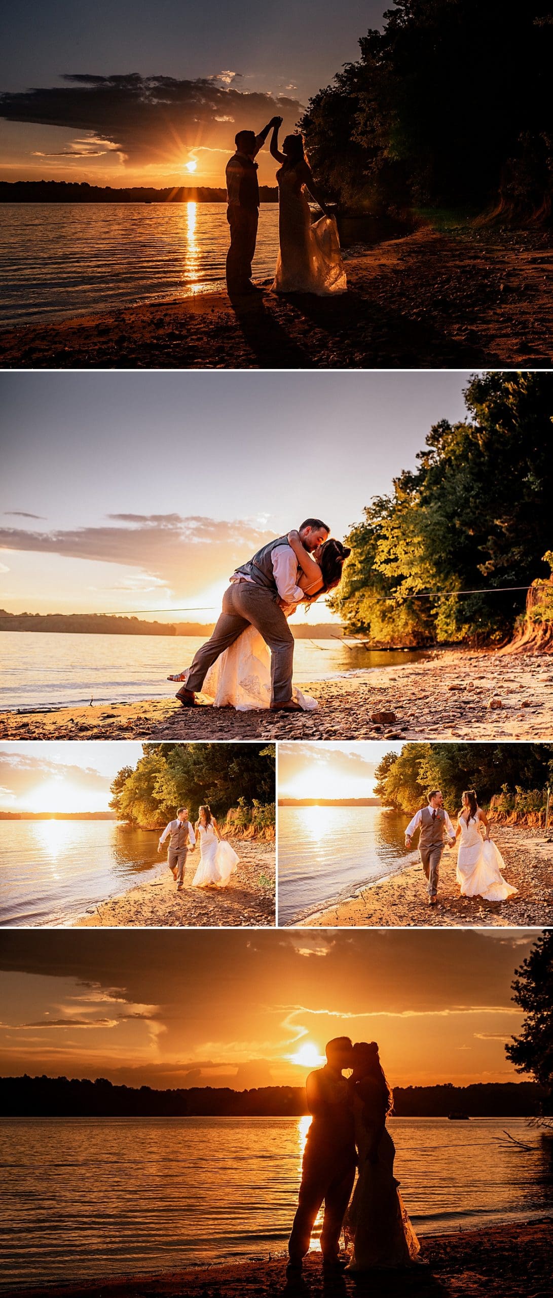 romantic lakeside sunset portraits for wedding burlington wisconsin wedding photographer